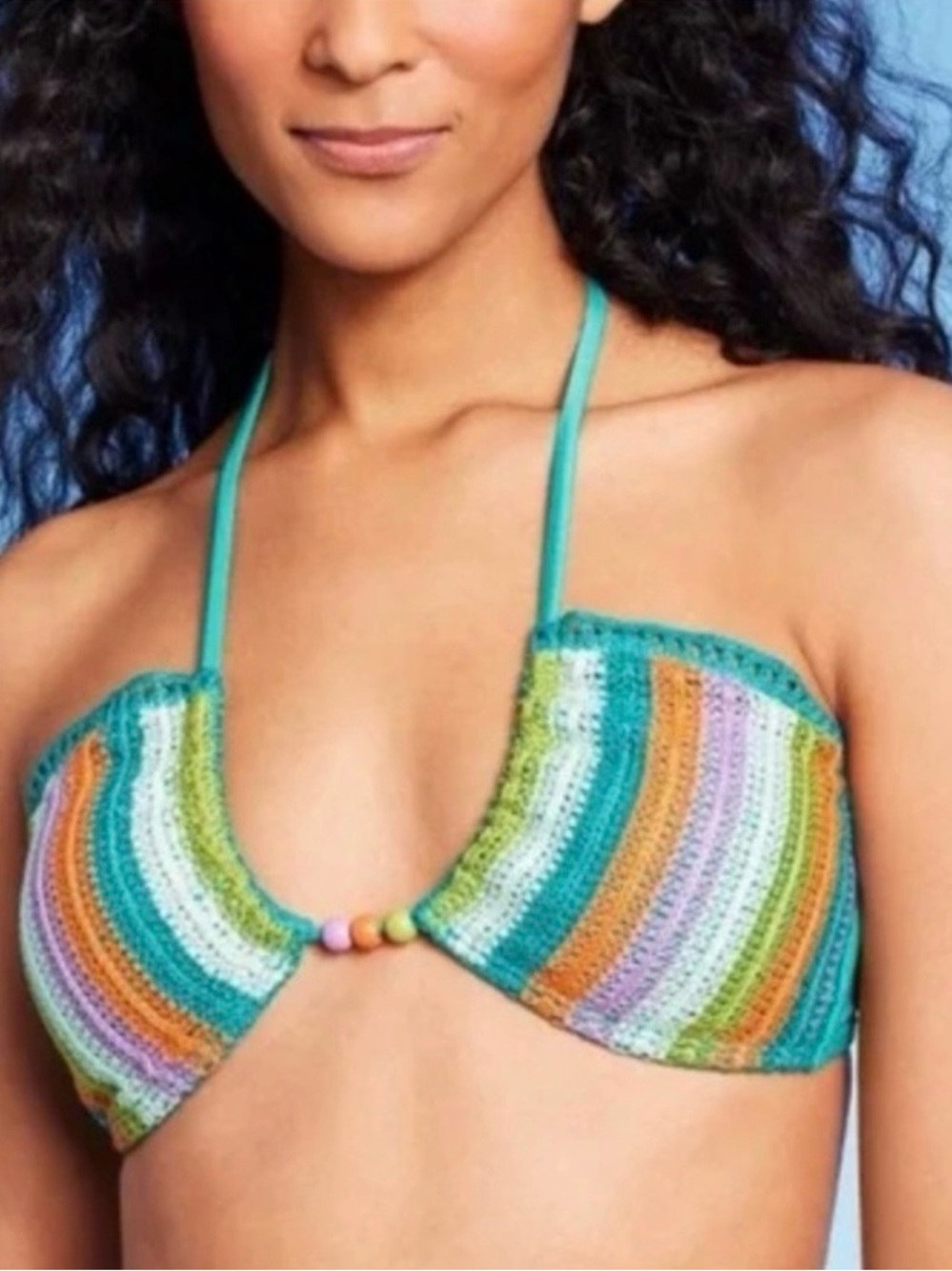 NWT Wild Fable Crochet Multi Color Bikini Festival Bralette Top - Large